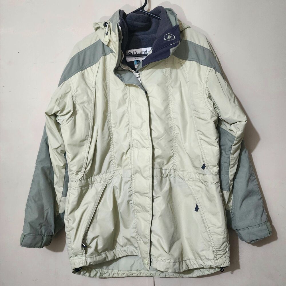 Vintage Columbia Womens Sz Medium Hooded Core Interchange Green 5 Pocket Jacket